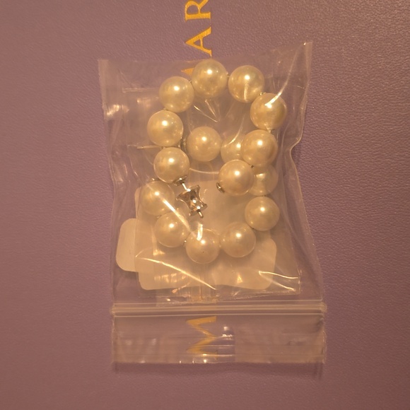 Melinda Maria Life's A Ball Pearl Hoops Silver NEW - FIRM ✨️ - Picture 3 of 3